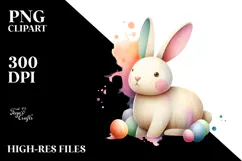 Colorful Pastel Bunny Wood PNG Product Image 2