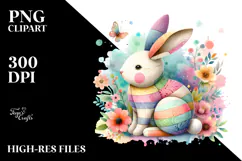 Colorful Pastel Bunny Wood PNG Product Image 2