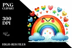 Colorful Smiling Rainbow with Hearts PNG Product Image 2