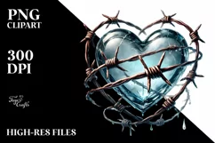 Watercolor Heart with Barbwire PNG Product Image 2