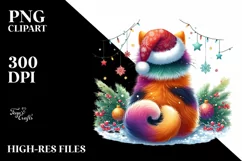 Vibrant Cat with Christmas Decor, High-Quality PNG Product Image 1