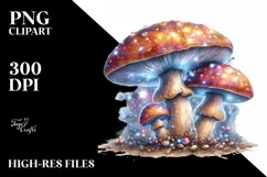 Shiny Mushroom Watercolor Splash PNG Product Image 1