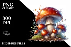Shiny Mushroom Watercolor Splash PNG Product Image 3