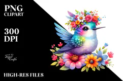 Hummingbird on Flower | Sublimation, Clipart Product Image 2