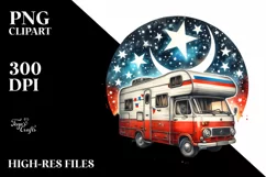 Colorful Vintage RV Stars Clipart Product Image 1