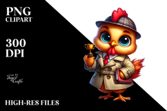 Watercolor Baby Rooster with Trench Coat PNG Product Image 2