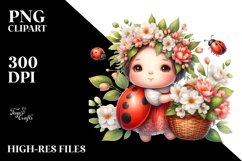 Detailed Watercolor Boho Ladybug with Jasmine Bouquet Product Image 3