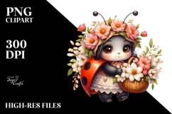 Detailed Watercolor Boho Ladybug with Jasmine Bouquet Product Image 1
