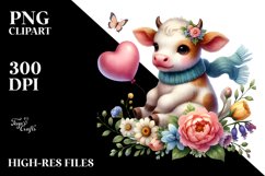 Baby Cow with Heart PNG Product Image 2