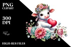Baby Cow with Heart PNG Product Image 2