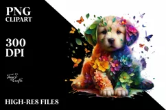 Vibrant Abstract Flower Puppy PNG Product Image 3