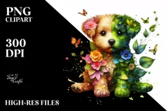 Vibrant Abstract Flower Puppy PNG Product Image 1
