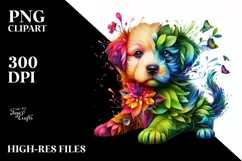 Vibrant Abstract Flower Puppy PNG Product Image 1