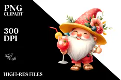 Colorful Gnome with Cocktail PNG Product Image 2