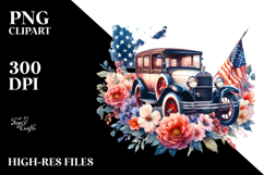 Vintage Car with Flowers, PNG Product Image 2