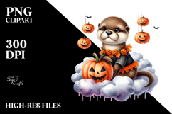 Halloween Otter with Hanging Jack-o&#039;-lanterns, High-Res PNG Product Image 2