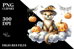 Halloween Otter with Hanging Jack-o&#039;-lanterns, High-Res PNG Product Image 2
