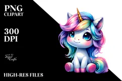 Cute Unicorn with Floral Wreath PNG Product Image 2