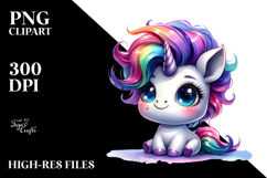 Cute Unicorn with Floral Wreath PNG Product Image 2