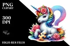 Baby Unicorn with Clue, Colorful PNG Product Image 1