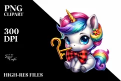 Baby Unicorn with Clue, Colorful PNG Product Image 1
