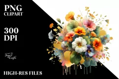 Colorful Nasturtium Bouquet Abstract Clipart Product Image 3
