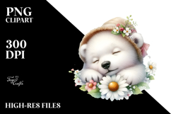 Digital Watercolor Cute Baby Polar Bear PNG Product Image 2