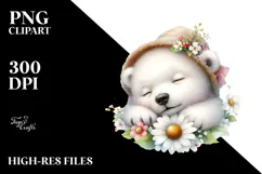 Digital Watercolor Cute Baby Polar Bear PNG Product Image 2