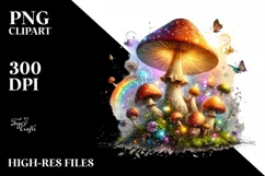 Glossy Magical Mushroom Watercolor Splash PNG Product Image 3