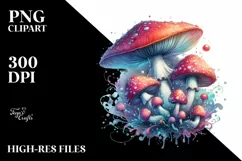 Glossy Magical Mushroom Watercolor Splash PNG Product Image 1