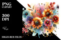 Colorful Sunflower with Gold, PNG Product Image 2