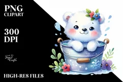 Colorful Polar Bear Baby Bucket | Sublimation | Clipart Product Image 1