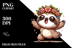 Adorable Cartoon Sloth with Flower Crown Product Image 2
