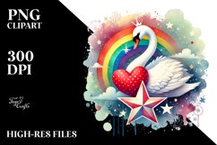 Colorful Swan on Star PNG Product Image 2