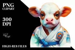 Baby Cow Martial Artist PNG Product Image 1