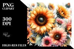 Pastel Watercolor Sunflower Glossy Petals PNG Product Image 2