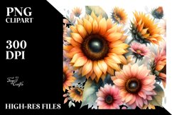 Pastel Watercolor Sunflower Glossy Petals PNG Product Image 3