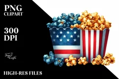 Detailed Popcorn USA Colors Clipart Product Image 3
