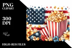 Detailed Popcorn USA Collors Sublimation Clipart Product Image 1