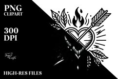 Tattoo Style Stained Heart PNG Product Image 2