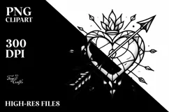 Tattoo Style Stained Heart PNG Product Image 2