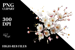 Cherry Blossom with Golden Insertions, PNG Product Image 2