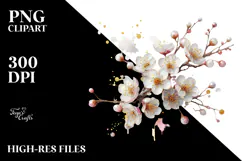 Cherry Blossom with Golden Insertions, PNG Product Image 2
