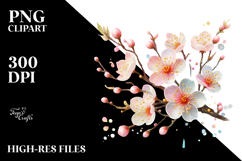 Cherry Blossom with Golden Insertions, PNG Product Image 2