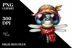 Funny Cute Dragonfly Portrait | Sublimation Clipart Product Image 3