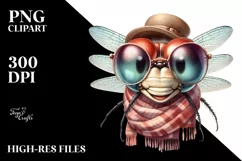 Funny Cute Dragonfly Portrait | Sublimation Clipart Product Image 1
