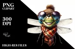 Funny Cute Dragonfly Portrait | Sublimation Clipart Product Image 1