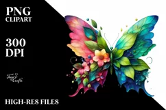Vibrant Abstract Flower Butterfly PNG Product Image 3
