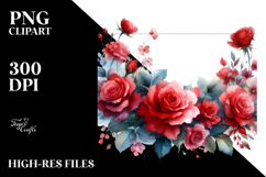 Vibrant Abstract Frame with Red Roses PNG Product Image 2