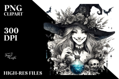 Washed Gothic Witch with Magic Potion, Transparent PNG Product Image 2